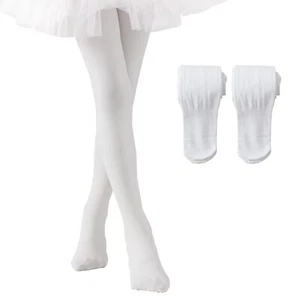 Fleece Lined Tights for Girls Winter White Tights Toddler Ballet Tights Thick... - Picture 1 of 7