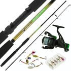 Spinning Fishing Rod And Reel Set Of Bait Spinners Lures Sea Pike Bass Trout