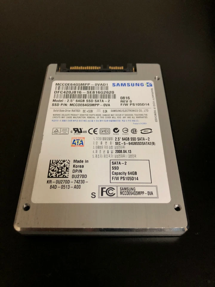 DELL U270D SAMSUNG MCC0E64G5MPP 64GB 3Gb/s 2.5" SATA Flash Solid State Drive SSD - Image 1 of 1