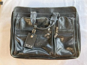 Vintage TUMI 9624DN3 Deluxe Expandable Black Leather 18” Laptop Case - Picture 1 of 12