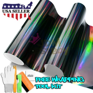 Holographic Black Rainbow Neo Chrome Car Vinyl Wrap Air Bubble Free Sticker DIY - Picture 1 of 6