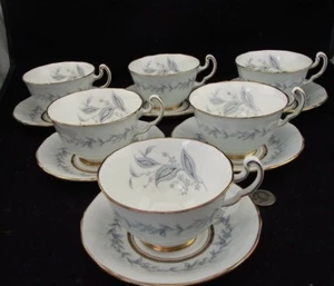 SET OF 6 NORTHUMBRIA MORNING MIST TEA CUPS AND SAUCERS A.G. LIMITED - Picture 1 of 3