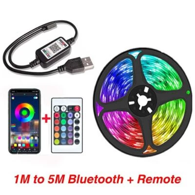 USB APP 5V LED Strip Lights RGB 5050 Colour Changing Tape for TV Kitchen Cabinet - Image 1 of 4