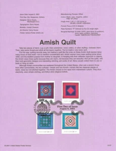 #0137 34c Amish Quilts Stamps #3524-3527 Souvenir Page - Picture 1 of 1