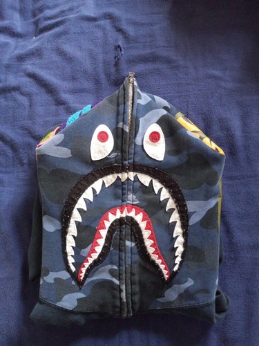 A BATHING APE (BAPE) Felpa con cappuccio APE DA BAGNO squalo cerniera intera