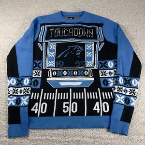 NFL Team Apparel Carolina Panthers Light Em Up Sweater Blue Black Men’s Size M - Picture 1 of 9