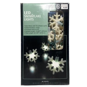 Christmas Snowflake String Lights 60 LED Indoor / Outdoor Length 22.16 FT 2006 - Picture 1 of 6