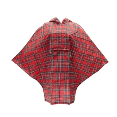 Eco Chic Red Tartan Waterproof Foldable Adult Poncho - BNWT - Image 1 of 3