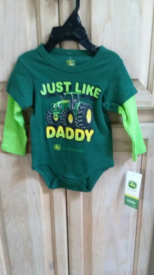 John Deere Boys Long Sleeved Bodysuit Size 3-6 Months Just Like Daddy Gift