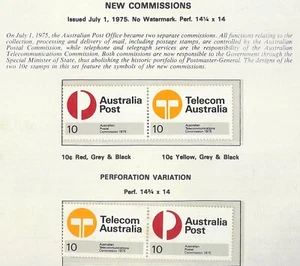 1975 Australia Post & Telecom Strips Set 14 1/4 & 14 3/4 Perf Variety 10c Stamps - Picture 1 of 1