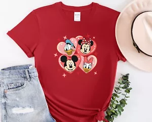 Mickey and Friends Heart Shirt Disney Valentine T-Shirt Valentines Day Gift - Picture 1 of 10