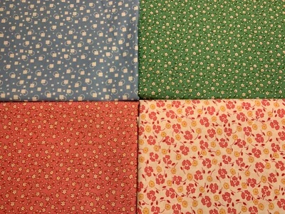 4 FQs LITTLE BLOSSOMS ROBERT KAUFMAN Flowerhouse 1930s 30s Repro Cotton Fabric - Image 1 of 4