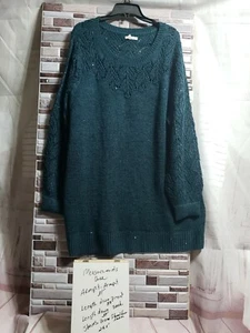 MAURICES TEAL LONG SLEEVE SWEATER WITH BLUE SEQUINS 2XL 4721 - Picture 1 of 7