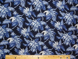 Blue Palm Tree Faye Burgo Marcus 8 YARDS x 45" Fabric-L118 - Picture 1 of 2