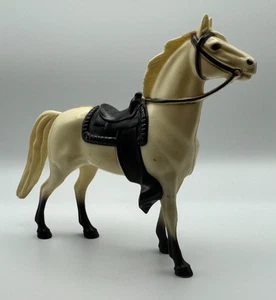 Vintage 50s 60s Hartland Plastics White Toy Horse w/ Black Saddle 7.5" x 6.5" - Picture 1 of 4