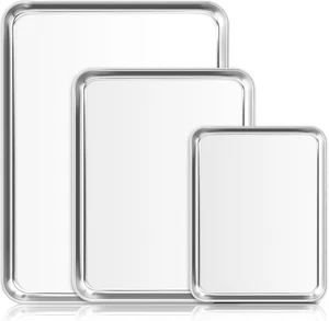 Juego de 3 bandejas para galletas de acero inoxidable antiadherentes y resistentes - Imagen 1 de 9