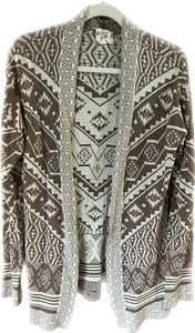 Hippie Rose Strickjacke in Braun & Off White Southwestern Muster Damen L - Bild 1 von 8