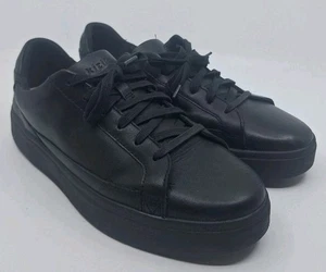Kizik Vegas Hands Free Sneakers Shoes Wide Blackout Leather Mens 11 Womens 12.5 - Picture 1 of 22