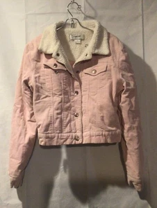 FINESSE Corduroy Jean Jacket Pink Fleece Collar Girl Size Small Good Condition - Picture 1 of 4