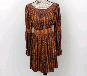 ANTHROPOLOGIE ANNA SUI Dress Women Small Peasant Shift Stretch Waist Knee Length - Picture 1 of 11