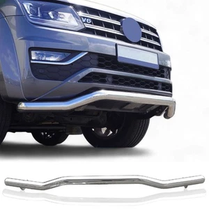 FOR VW AMAROK V6 2017-22 STX STAINLESS STEEL 70MM FRONT TWISTED SPOILER CITY BAR - Picture 1 of 7