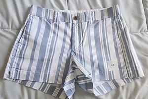 Nuevo sin etiquetas Pantalón Corto Antiguo Azul Marino Everyday Talla 6 Para Mujer 3.5" Entrepierna Blanco Azul Chino Rayas - Imagen 1 de 12