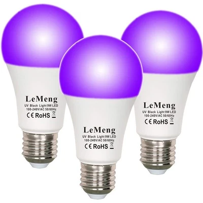 LED Black Lights Bulb 9W Blacklight A19(75Watt Equivalent), E26 Medium Base 1... - Image 1 of 4