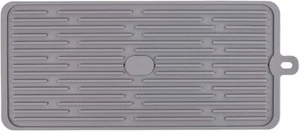 Aohels Lange Silikon Geschirr Trockenmatte 18" x 8", Dicke Gummi Abtropfmatten Grau - Bild 1 von 6