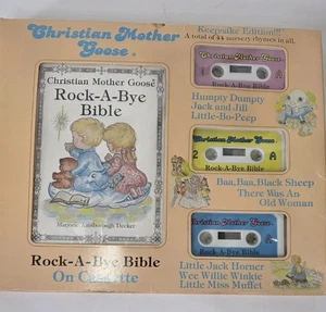 Christian Mother Goose Rock-A-Bye Biblia Libro y Juego de 3 Cassette Marjorie Decker - Imagen 1 de 3
