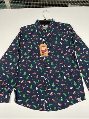 NEW Boys Free Planet Christmas Toys Button Down Shirt Size 14/16 - Image 1 of 4