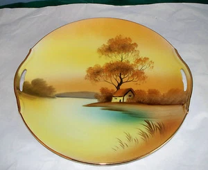 NORITAKE TREE IN THE MEADOW OPEN HANDLED CAKE PLATE RED MARK - Picture 1 of 2