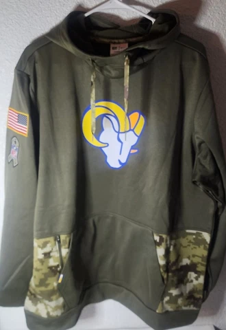 Nike Men’s LA Los Angeles Rams Salute To Service Therma Fit Hoodie Sweatshirt XL Cover