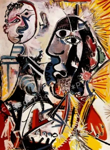 Big heads Picasso art Kunstwerk Deko Bild 30x42 Leinwand Collection A1PP14 - Picture 1 of 3