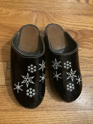 Zuecos suecos Hanna Andersson copo de nieve zapatos charol negro 30 niñas europeos Foto 1 de 4