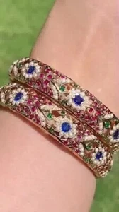 Set braccialetti Jadau Kada matrimonio gioielli da sposa set regalo donne indiane regalo per lei - Foto 1 di 9
