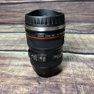 Faux Camera Lens Coffee Cup Mug 1:4 Zoom 24-105 mm 6" x 3" Plastic/Metal Thermal