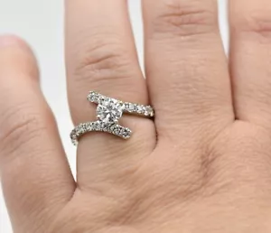 $8,270 14K WG 1 1/2 CTW Diamond Solitaire Bypass Wedding Engagement Split Band - Picture 1 of 7