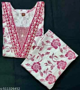 Conjunto kurti de uso diario | Conjuntos Kurta para mujer | Conjunto kurta de rayón | Envío gratuito - Imagen 1 de 8