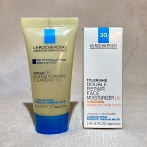 2pc La Roche-Posay SAMPLE Set: Lipikar Cleansing Oil +Toleriane Double Repair UV - Picture 1 of 4
