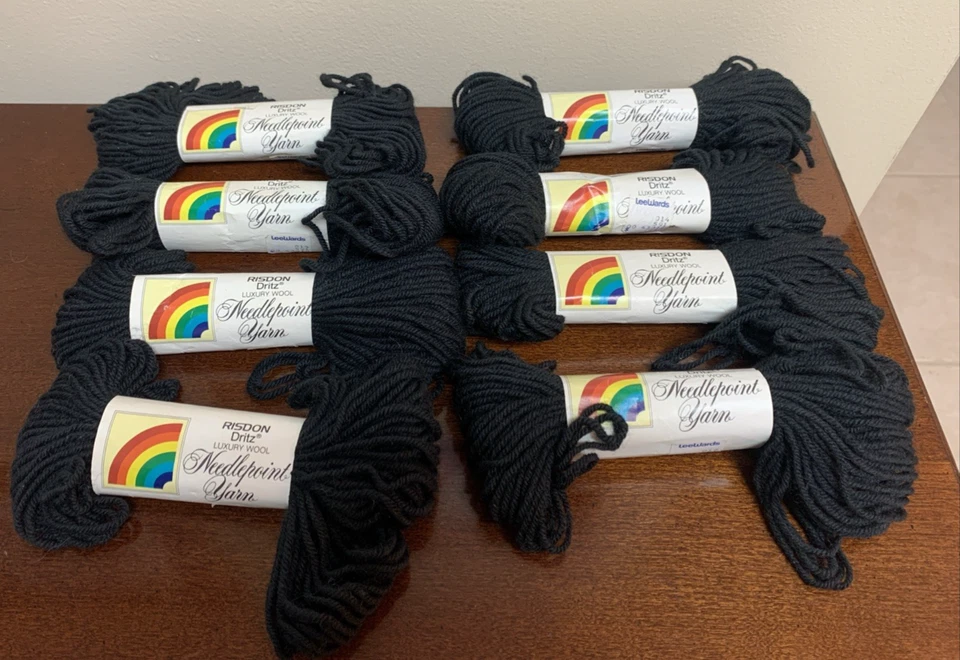 Same Dye Lot of 8 Risdon Dritz 100% Virgin Wool Needlepoint Yarn - 544A Black - Image 1 of 4