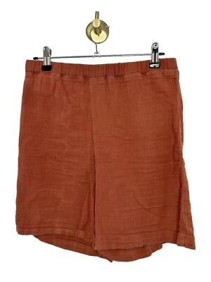 Girls Teen Tween Red Rust Linen Blend Elasticated Waist Shorts Fit 8 - 10 - Image 1 of 2