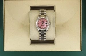 Rolex Ladies Datejust 179179 President Pink MOP Diamond Dial Bezel 18kt WG 26mm - Picture 1 of 11
