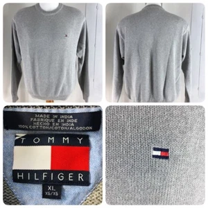 Tommy Hilfiger Men's Sz XL Gray 100% Cotton Cable Knit Crewneck Sweater     Dell - Picture 1 of 8