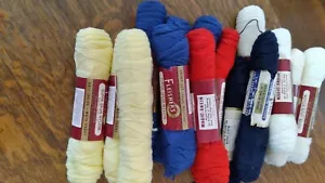 FLEISHER'S 18 oz vintage Super-Spun Crimp-Set Nylon white blue navy red yellow - Picture 1 of 4
