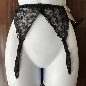 Cinturón de liga de encaje negro vintage hecho en EE. UU. Unión de fabricantes de prendas de vestir nuevo con etiquetas - Imagen 1 de 10