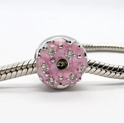 Donut Rosa Dije Cuentas Donut Genuino Plata de Ley 925 y Circonita Cúbica 💖 Foto 1 de 4