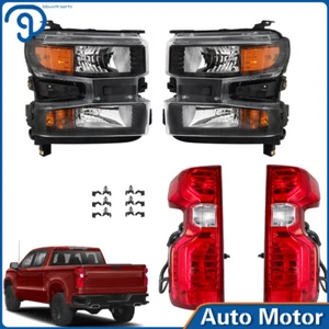 LH RH Side Fit For 2019-2021 Chevy Silverado 1500 Halogen Tail Lights+Headlights - Imagen 1 de 14
