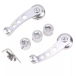 Set Car Universal Chrome Billet Aluminum Manual Door Handle Crank Window Winder - Picture 1 of 15