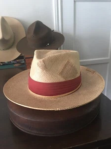 Beautiful And Unique Vintage Stetson Custom Panama  Hat Size 7 1/8 All Original. - Picture 1 of 8