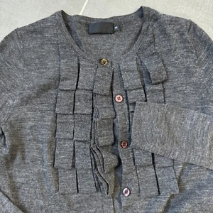 Suéter Cárdigan Paul Smith Gris Carbón Lana Volantes Frontales Talla Pequeña - Imagen 1 de 9